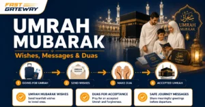 Umrah Mubarak wishes and duas guide for pilgrims travelling to Makkah and Madinah